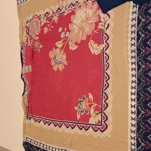 Chico's Poncho bandana style rayon top s/m p/m sleeveless floral shirt